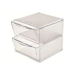 Deflect-O Cube 2 Compartment Stackable Plastic Storage Drawers, Clear (350101) 11 Deflect-O Cube 2 Compartment Stackable Plastic Storage Drawers, Clear (350101) -Fellowe Desk Shop sp45449883 s7