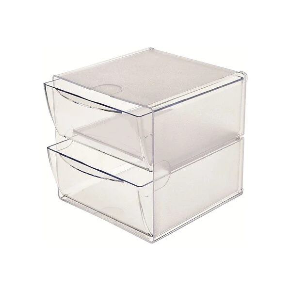 Deflect-O Cube 2 Compartment Stackable Plastic Storage Drawers, Clear (350101) 7 Deflect-O Cube 2 Compartment Stackable Plastic Storage Drawers, Clear (350101) - Image 5