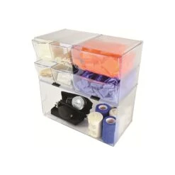 Deflect-O Cube 1 Compartment Stackable Plastic Compartment Storage, Clear (350501)
