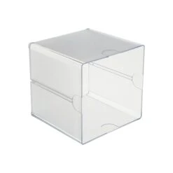 Deflect-O Cube 1 Compartment Stackable Plastic Compartment Storage, Clear (350401)