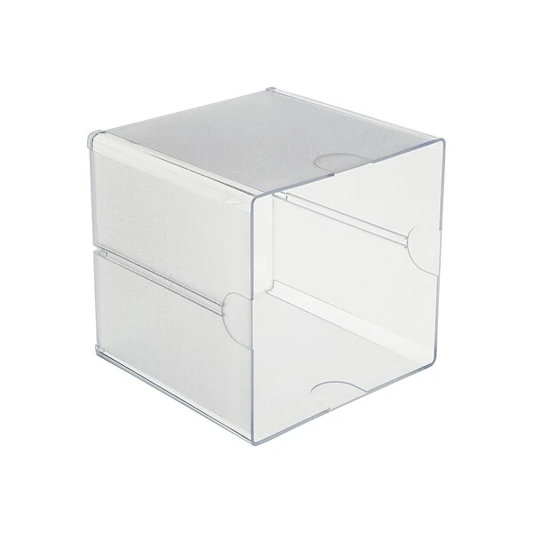Deflect-O Cube 1 Compartment Stackable Plastic Compartment Storage, Clear (350401) 3 Deflect-O Cube 1 Compartment Stackable Plastic Compartment Storage, Clear (350401)
