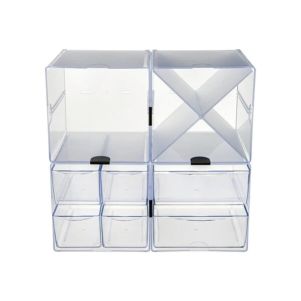 Deflect-O Cube 1 Compartment Stackable Plastic Compartment Storage, Clear (350401) 4 Deflect-O Cube 1 Compartment Stackable Plastic Compartment Storage, Clear (350401) - Image 2
