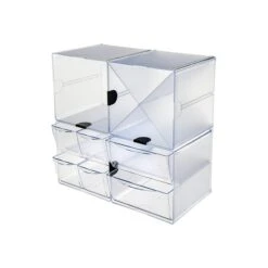Deflect-O Cube 1 Compartment Stackable Plastic Compartment Storage, Clear (350401) 10 Deflect-O Cube 1 Compartment Stackable Plastic Compartment Storage, Clear (350401) -Fellowe Desk Shop sp46777826 s7