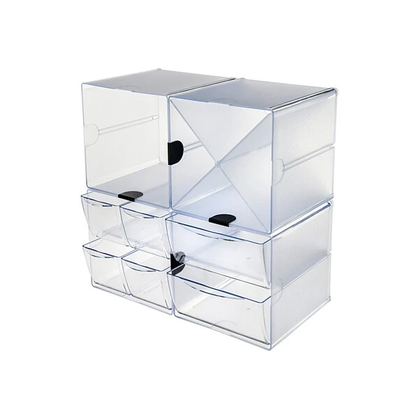 Deflect-O Cube 1 Compartment Stackable Plastic Compartment Storage, Clear (350401) 5 Deflect-O Cube 1 Compartment Stackable Plastic Compartment Storage, Clear (350401) - Image 3
