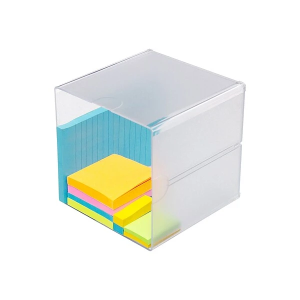 Deflect-O Cube 1 Compartment Stackable Plastic Compartment Storage, Clear (350401) 6 Deflect-O Cube 1 Compartment Stackable Plastic Compartment Storage, Clear (350401) - Image 4