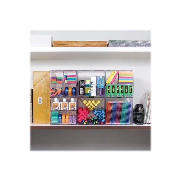 Deflect-O Cube 1 Compartment Stackable Plastic Compartment Storage, Clear (350401) 7 Deflect-O Cube 1 Compartment Stackable Plastic Compartment Storage, Clear (350401) - Image 5