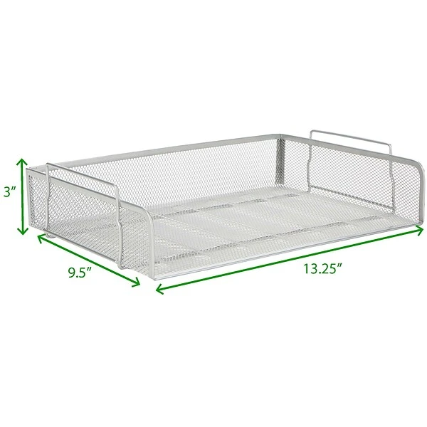 Mind Reader Stackable Side Loading Letter Tray, Silver Metal Mesh, 2/Pack (DSTACK2-SIL) 5 Mind Reader Stackable Side Loading Letter Tray, Silver Metal Mesh, 2/Pack (DSTACK2-SIL) - Image 3