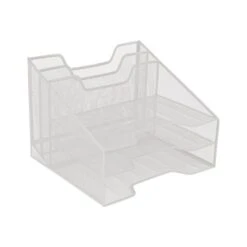 Mind Reader 5-Compartment Mesh File Organizer, White (MESHBOX5-WHT)