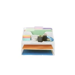 Mind Reader 5-Compartment Mesh File Organizer, White (MESHBOX5-WHT) -Fellowe Desk Shop sp64343760 s7