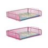 Mind Reader Network Collection Stackable Side Loading Letter Tray, Pink Metal Mesh, 2/Set (DSTACK2-PNK) -Fellowe Desk Shop sp64343776 s7