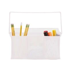 Mind Reader Network Collection 4-Compartment Steel Storage Basket Organizer, White (MESHBASKET-WHT)