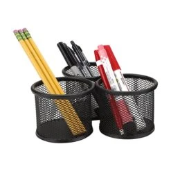 Mind Reader Network Collection Stackable Wire Mesh Pen Cup, Black, 3/Pack (CLIPMESH3-BLK) -Fellowe Desk Shop sp76043414 s7