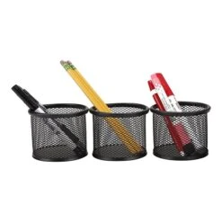 Mind Reader Network Collection Stackable Wire Mesh Pen Cup, Black, 3/Pack (CLIPMESH3-BLK) -Fellowe Desk Shop sp76043415 s7