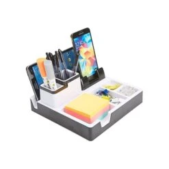 Mind Reader Foundation Collection 8-Compartment Plastic Accessory Holder, Black/White (USBORG-BLK)