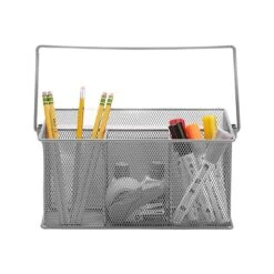 Mind Reader Network Collection 4-Compartment Steel Mesh Compartment Storage, Gray (MESHBASKET-GRY)