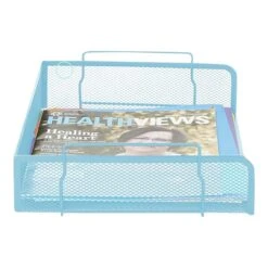 Mind Reader Stackable Front Loading Letter Tray, Turquoise, Metal (DSTACK2-TUR) -Fellowe Desk Shop sp76616484 s7