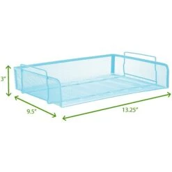 Mind Reader Stackable Front Loading Letter Tray, Turquoise, Metal (DSTACK2-TUR) -Fellowe Desk Shop sp76616486 s7
